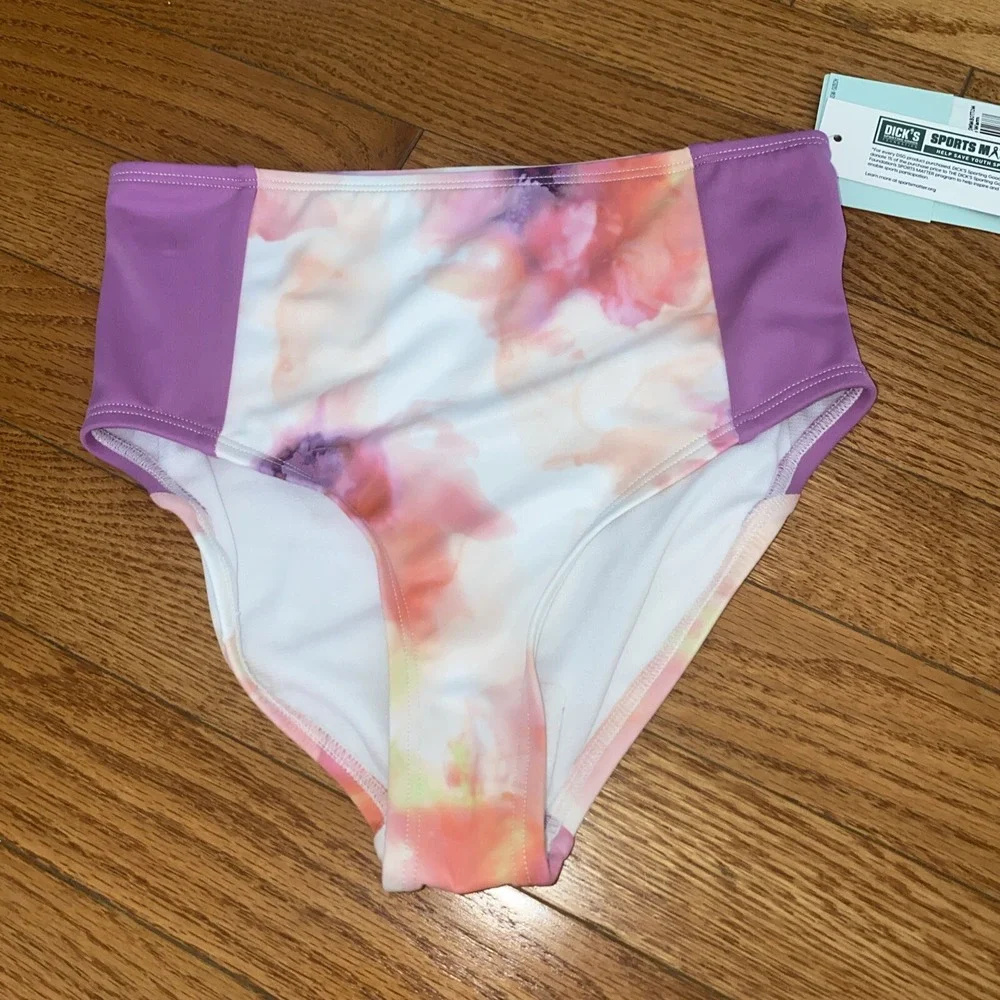 DSG Girls High Waisted Swim Bottoms Bikini Size Small‎ Inky Overdye